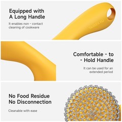 Cast Iron Scrubber with Silicone Handle, Stainless Steel Skillet Cleaner for …