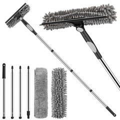 Window Squeegee with 66in Extension Pole 2-in-1 Window Cleaning Kit