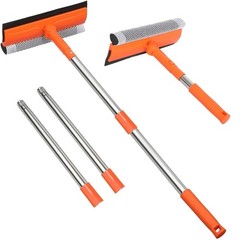 Professional Window Squeegee with 10-55″ Extension Poles,2 in 1 Window Cleane…