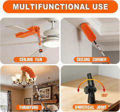 SISIUPASSIE 36FT Reach Ceiling Fan Cleaner Duster, Ceiling Fan Blade Cleaner wit