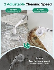 Upgraded wireless shower brush cleaner with 8 replacement brush heads