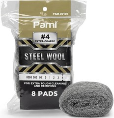 Extra Coarse #4 Stainless Steel Fiber Sponge Scrubbers Pack of 8 Steel Wool Pads