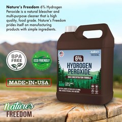 6% Hydrogen Peroxide, Food Grade H2O2 and Purified Water Only, 2.5 Gallons