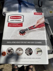 Rubbermaid Power Scrubber 5 Piece Kit Electric Cleaning Brush Grout Tile New