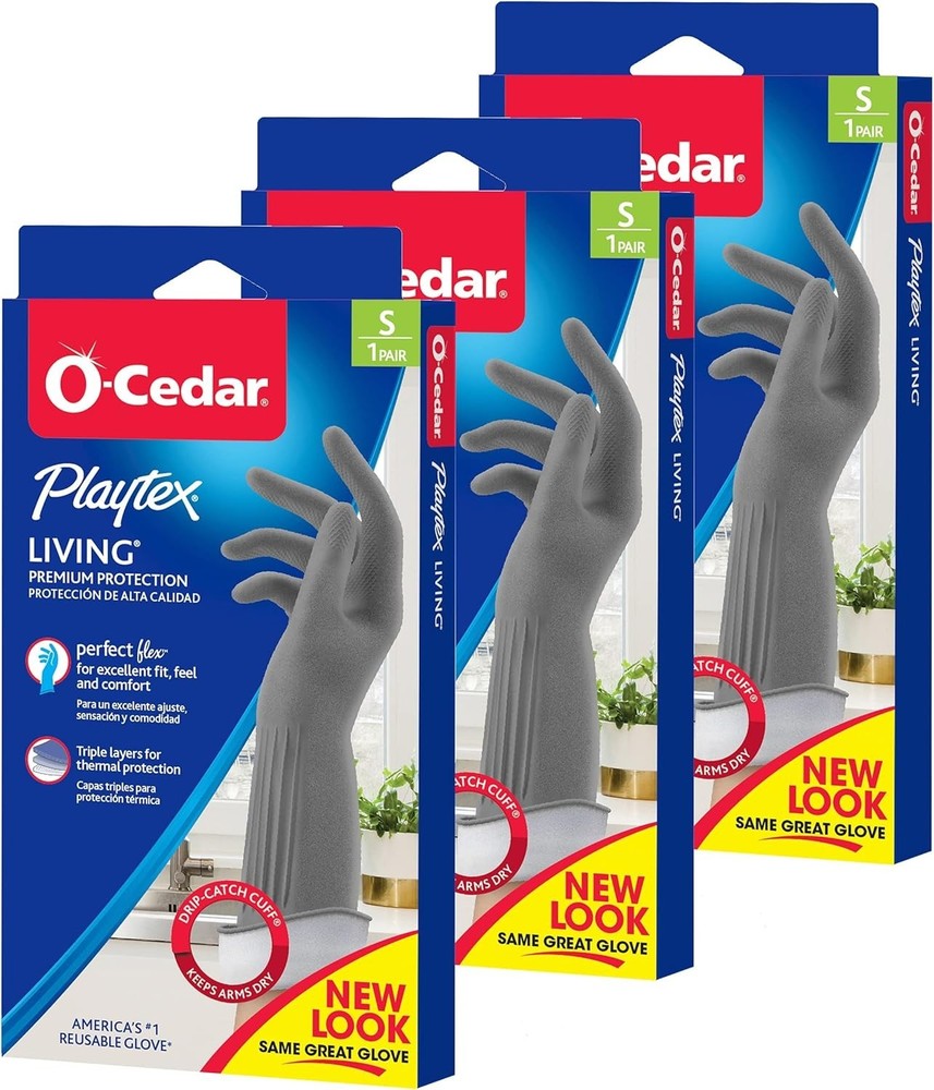 SMALL O-Cedar Playtex Living Drip-Catch Cuff Gloves 3 Pairs colors may vary