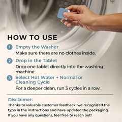 Uproot Clean Washing Machine Cleaner Tablets – 24 Pack for a 12 Month Supply. Fo