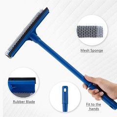 16 Inch 2 in 1 Window Squeegee Sponge Cleaner Long Stainless Steel Handle For Ca