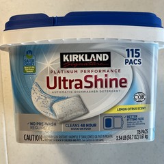 Kirkland Signature Platinum Performance UltraShine Dishwasher Detergent 115 Pc