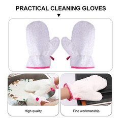 6Pcs Practical White Microfiber Cleaning Gloves Non Slip Housework