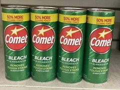 Lot Of 4 Comet Cleanser With Bleach 50% More 21 Oz 