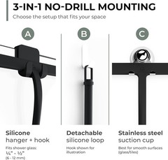 Minimalist Black Shower Squeegee with Stainless Steel Hook – Effortless Cleaning