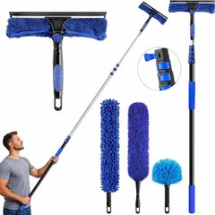 26ft High Reach Duster Kit, Aluminum 5-20ft Fan & Window Cleaner Set, Versati…