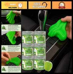 Car Cleaning Gel Putty 6 Pack – Apple Scented Interior Detailing Tool, Dust Remo