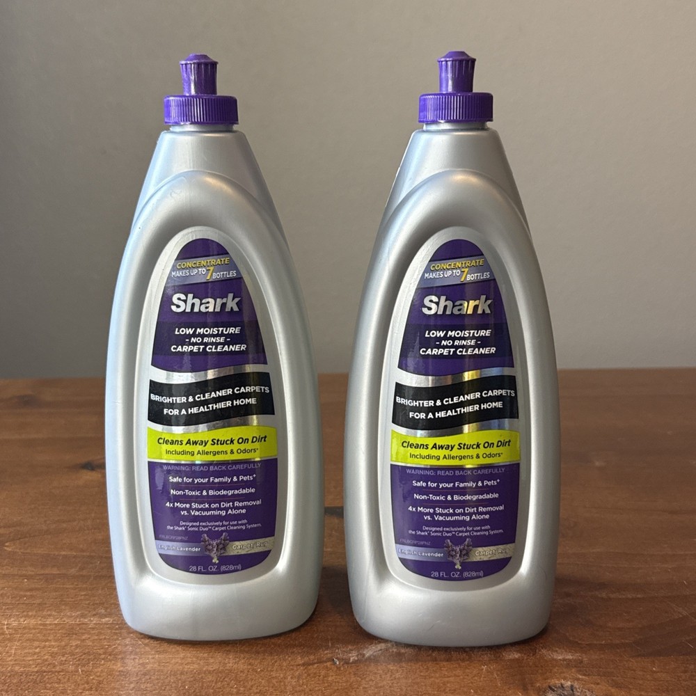 2 Pack Shark Carpet Shampoo Low Moisture No Rinse English Lavender 28 OZ Sealed