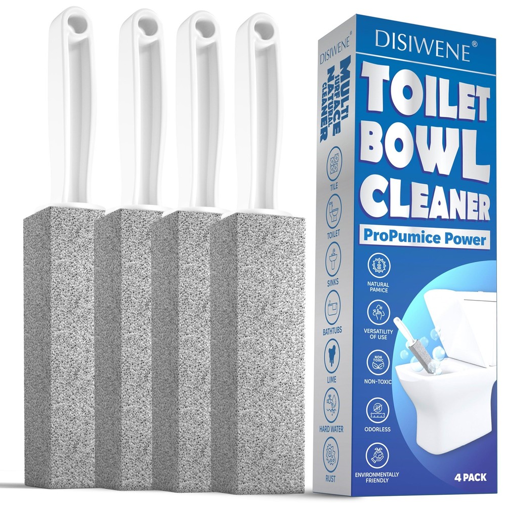 DISIWENE Pumice Cleaning Stone with 1 Count (Pack of 4), 4 Pack Handle