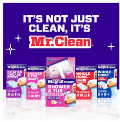 Mr. Clean Magic Eraser Shower & Tub Scrubber, 1 Device + 2 Refills, White