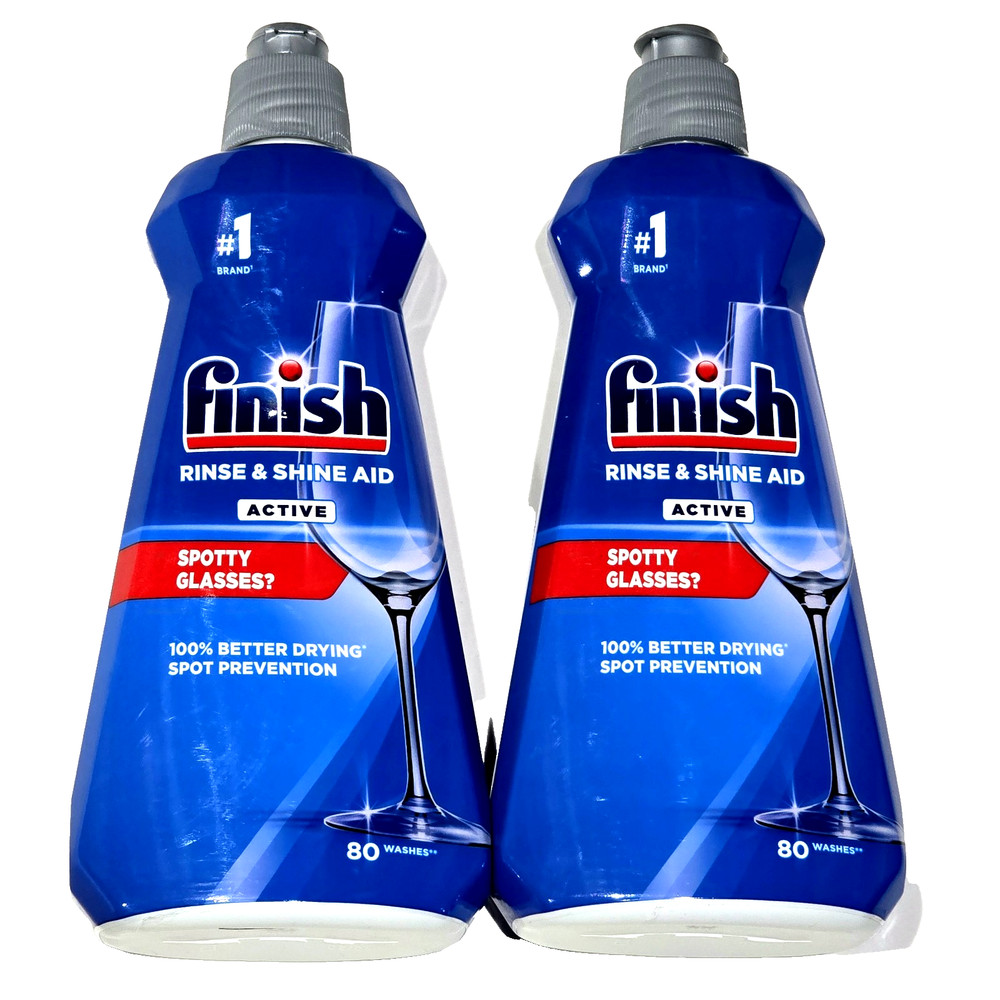 2 Pack Finish Rinse & Shine Aid Active Better Spot Prevention 80 wash