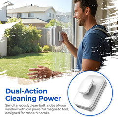 Magnetic Car Windshield Cleaner Tool with Anti-Falling Rope, Double-Sided