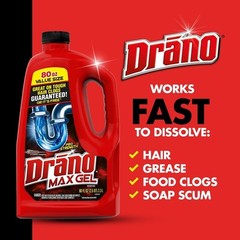 Max Gel Drain Clog Remover 80oz Thick Gel Unclogs Drains Fast Safe Pipes New