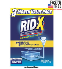 Rid-X Septic Tank Treatment Cleaning Powder, 3 Month Supply, 29.4oz