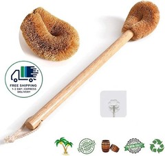 Cepillo de baño, cabezal de fibra de coco natural y mango de madera de caucho