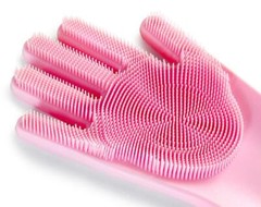 US 1-2 Pairs Silicone Cleaning Brush Scrubber Gloves Heat Resistant Dish Washing