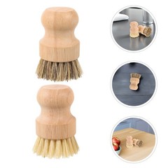 2Pcs Coconut Fiber Kitchen Brush Set Reusable Wood Scrub Brush for Pots and Pans