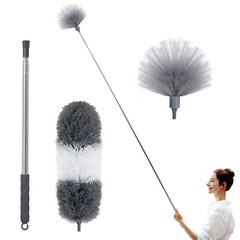 Microfiber Feather and Cobweb Duster Set, Bendable Head and 100 inches Extens…