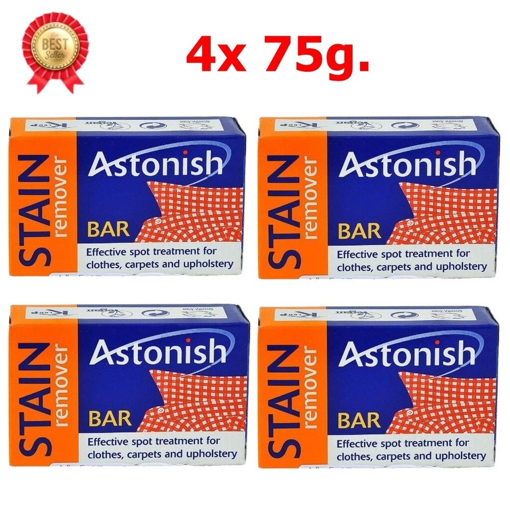 4x Astonish Stain Remover Bar Clothes Carpet Upholstery Pre Laundry Fabric 75g.