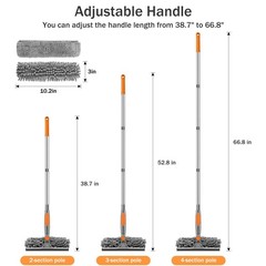Window Squeegee with Extension Pole 2-in-1 Window Cleaning Kit Professional W