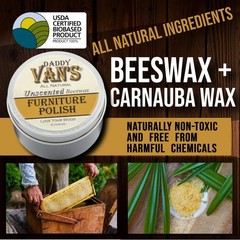 Van’s All Natural Beeswax Furniture Polish Unscented Food Safe Wood Wax for