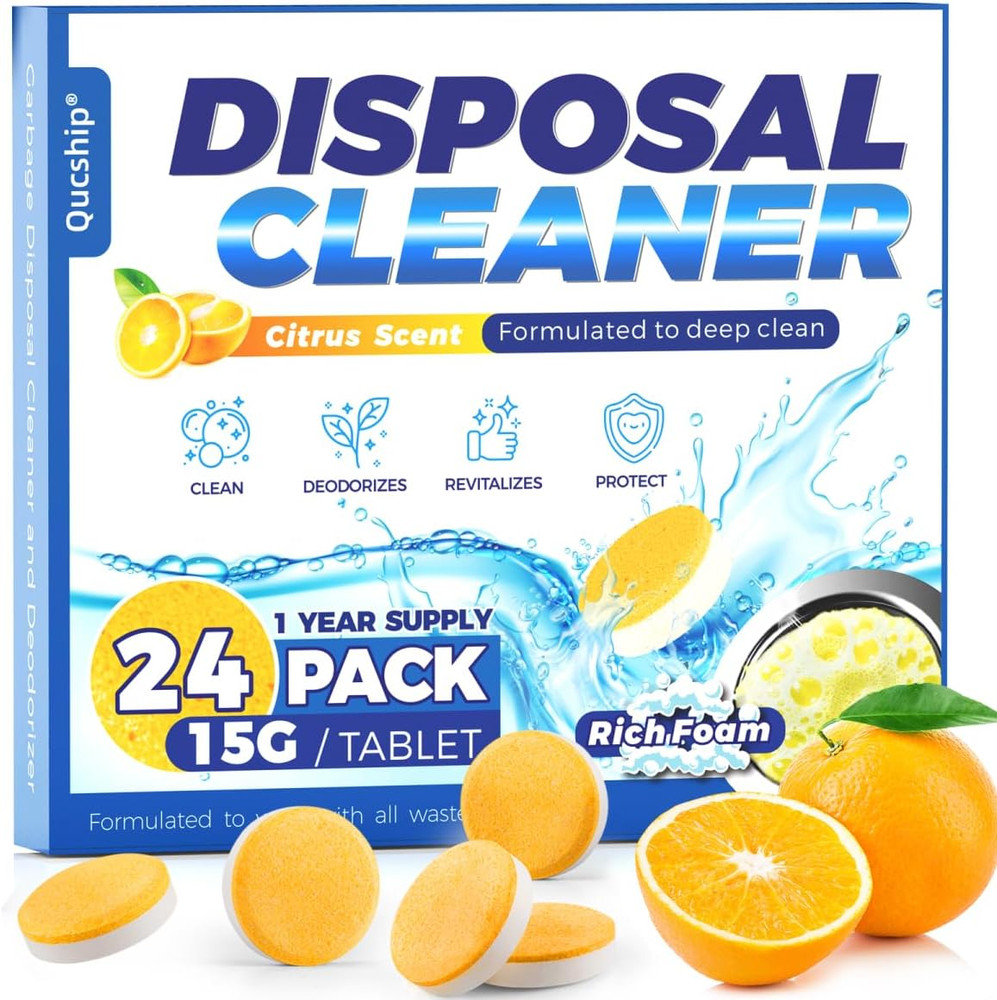 Garbage Disposal Cleaner and Deodorizer Tablets – 24 Pack, Powerful XXL Foaming