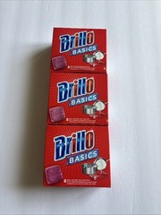 Three Boxes Brillo Basics Steel Wool Soap Pads, Small Size (Total 24 Count )