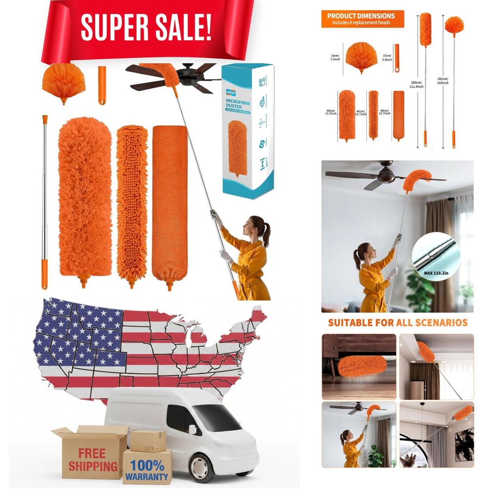 7-Piece Telescoping Microfiber Duster Set – Efficient Cleaning for High Spaces