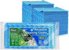 Superabsorbent 80 Ct Cleaning Wipes – Durable, Reusable, Streak-Free Cloths