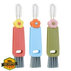TKYPZY 3 in 1 Cup Lid Cleaning Brush Green Blue Red
