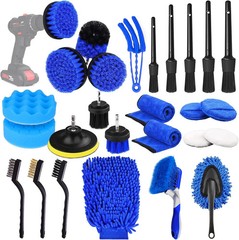 26Pcs Auto Cleaning Brush Set – Interior/exterior, Wheels Drill Brushes, Buffing