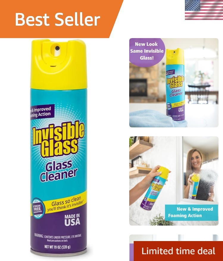 19 oz Unscented Aerosol Glass Foaming Cleaner – Perfect for Windows & Mirrors
