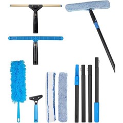 Swivel Squeegee Kit with 4 Extension Poles,Glass Scraper, Bendable Duster, 2