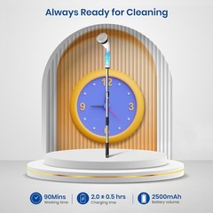 Electric rotating cleaning brush, IPX7 waterproof rating, extended handle.