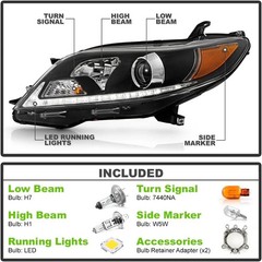 – for [Halogen Model] 2011-2020 Toyota Sienna Upgrade LED DRL Style Black Housin