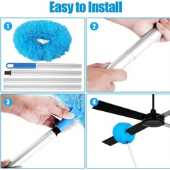 1pc Microfiber Ceiling Fan Duster – Reusable w/ 31.5in Adjustable Extension Pole
