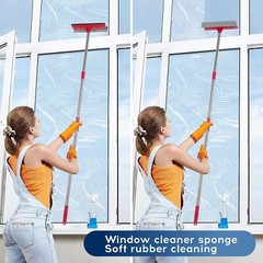 Window Squeegee 2in1 Window Cleaner With 55″ Extension Poles Window Washing Kit
