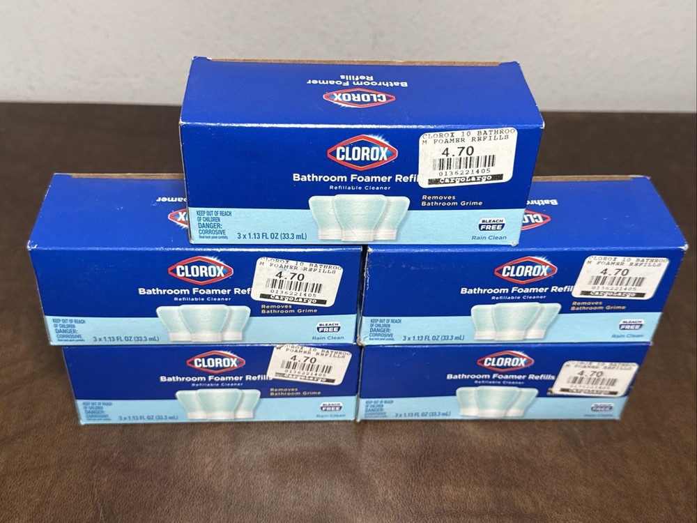 Clorox Bathroom Foamer Refills RAIN CLEAN Lot of 15 (5 x 3 per box) NEW