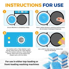Bastion Washing Machine Cleaner, Deodorizer, & Descaler – 24 pack