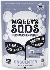 Molly’s Suds Dishwasher Pods 120 Unscented Auto-Release Grease Cleaning Tabs