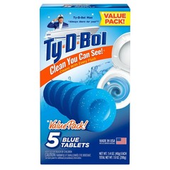 Ty-D-Bol Blue Tablets Value 5 Pack Automatic Toilet Bowl Cleaner Deodorizer Tabs