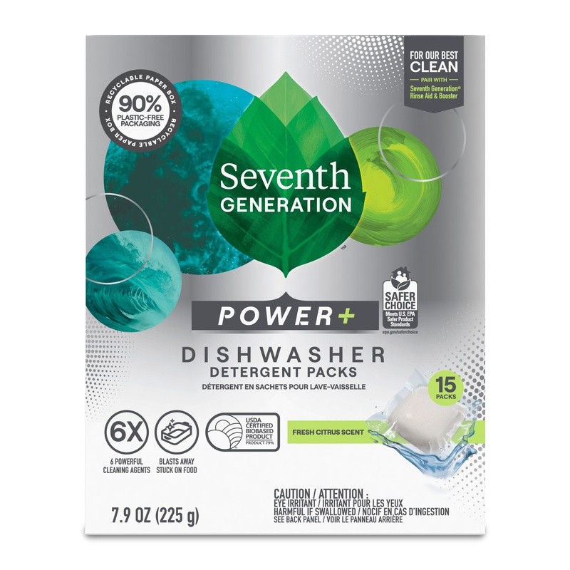 Power Plus Dishwasher Packs 15 Count Biodegradable Grease Fighting Citrus Pods