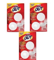 IRON OUT AT12T Toilet Bowl Cleaner, Solid, Pine, White 3-Pack
