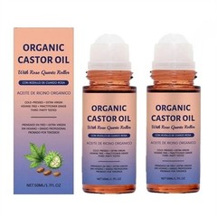 1~3pcs Organic Golden Castor Oil Roll-On with Rose Quartz for Skin,Hair&Wrinkle